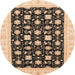 Round Abstract Dark Brown Oriental Rug, abs3626