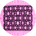 Round Machine Washable Oriental Pink Traditional Rug, wshabs3626pnk