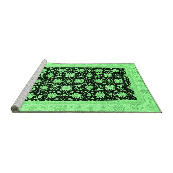 Sideview of Machine Washable Oriental Emerald Green Traditional Area Rugs, wshabs3626emgrn