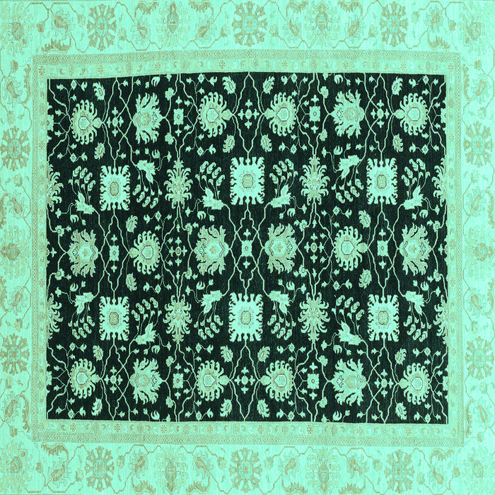 Square Oriental Turquoise Traditional Rug, abs3626turq