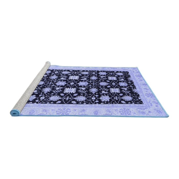 Sideview of Machine Washable Oriental Blue Traditional Rug, wshabs3626blu