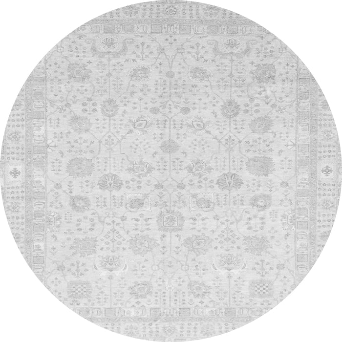 Round Machine Washable Oriental Gray Traditional Rug, wshabs3627gry