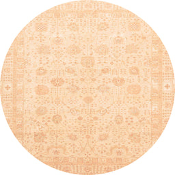 Round Abstract Sun Yellow Oriental Rug, abs3627