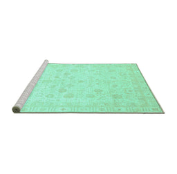 Sideview of Machine Washable Oriental Turquoise Traditional Area Rugs, wshabs3627turq