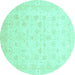 Round Oriental Turquoise Traditional Rug, abs3627turq