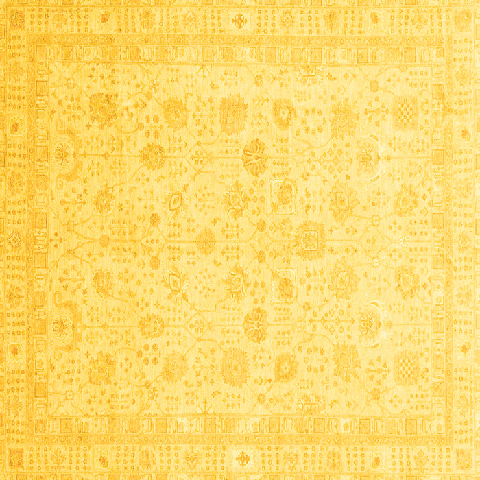 Square Machine Washable Oriental Yellow Traditional Rug, wshabs3627yw