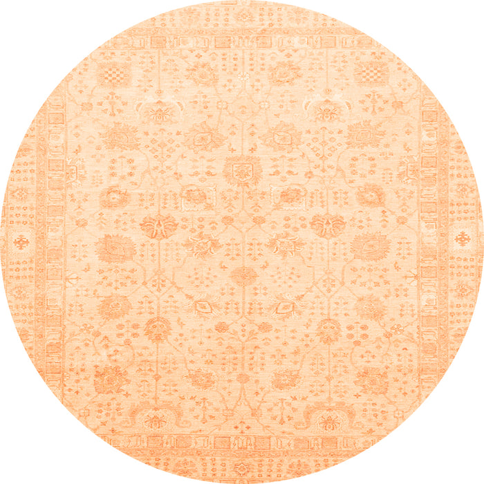 Round Machine Washable Oriental Orange Traditional Area Rugs, wshabs3627org