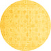 Round Oriental Yellow Traditional Rug, abs3627yw