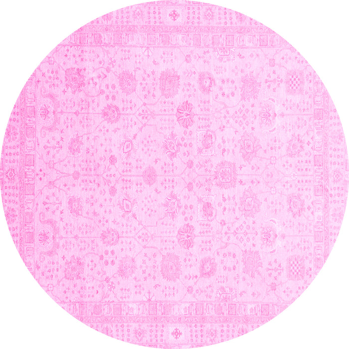 Round Oriental Pink Traditional Rug, abs3627pnk