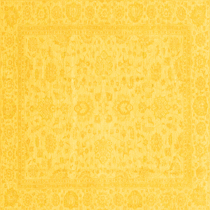 Square Machine Washable Oriental Yellow Traditional Rug, wshabs3628yw