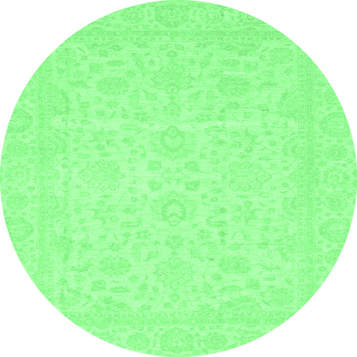 Round Machine Washable Oriental Emerald Green Traditional Area Rugs, wshabs3628emgrn