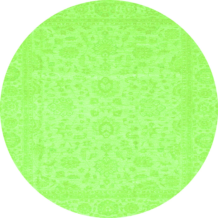 Round Machine Washable Oriental Green Traditional Area Rugs, wshabs3628grn