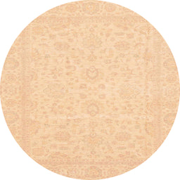 Round Abstract Yellow Oriental Rug, abs3628