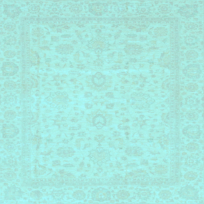 Square Machine Washable Oriental Light Blue Traditional Rug, wshabs3628lblu