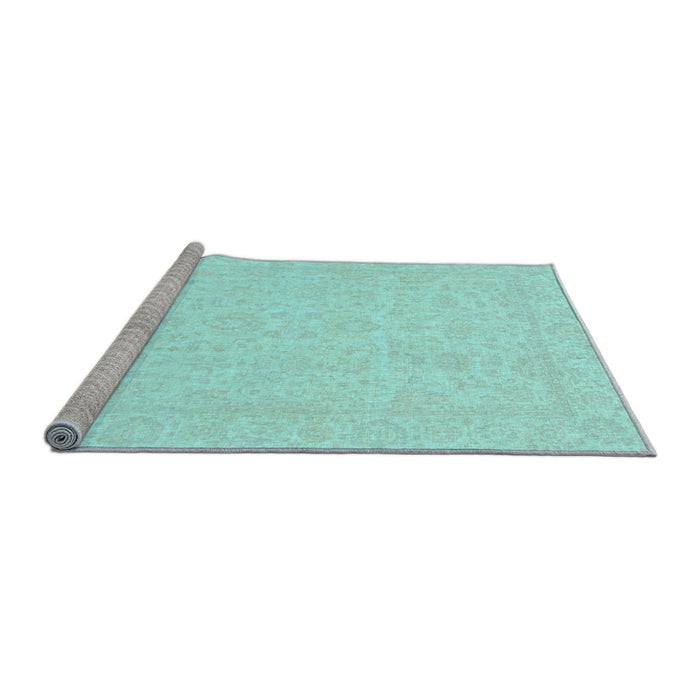 Sideview of Machine Washable Oriental Light Blue Traditional Rug, wshabs3628lblu