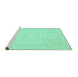 Sideview of Machine Washable Oriental Turquoise Traditional Area Rugs, wshabs3628turq