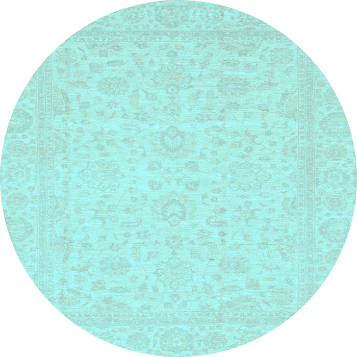 Round Oriental Light Blue Traditional Rug, abs3628lblu