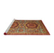 Sideview of Machine Washable Abstract Tomato Red Rug, wshabs3629