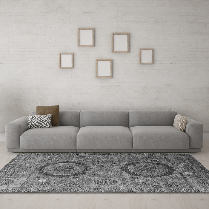 Machine Washable Abstract Gray Modern Rug in a Living Room,, wshabs3629gry