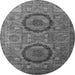 Round Machine Washable Abstract Gray Modern Rug, wshabs3629gry