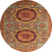 Round Machine Washable Abstract Tomato Red Rug, wshabs3629