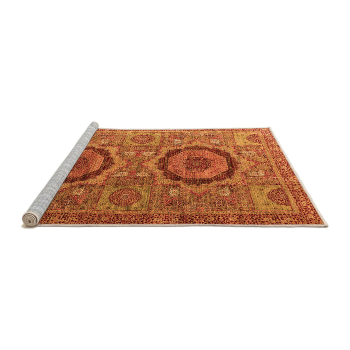 Sideview of Machine Washable Abstract Orange Modern Area Rugs, wshabs3629org