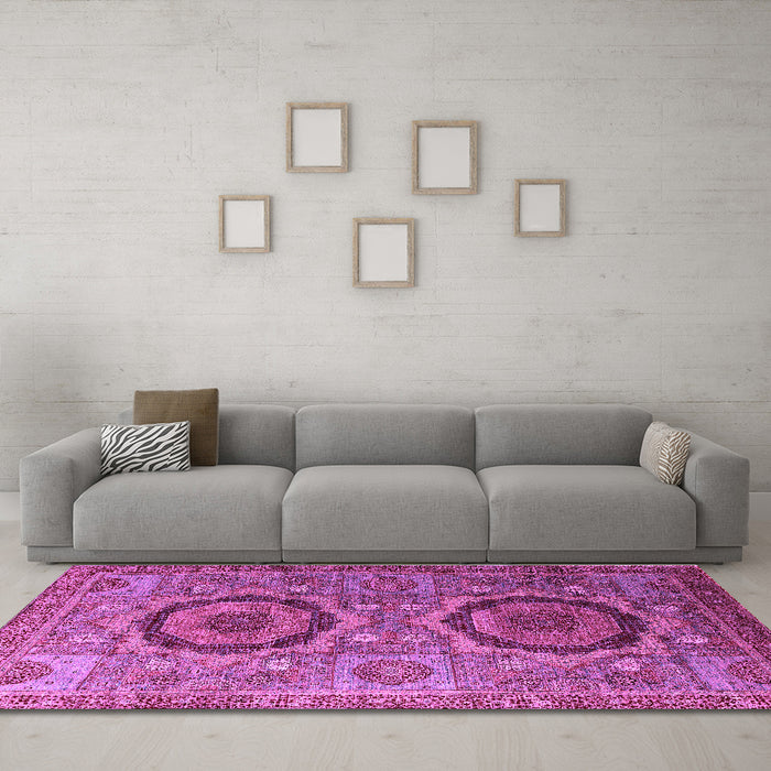 Machine Washable Abstract Purple Modern Area Rugs in a Living Room, wshabs3629pur