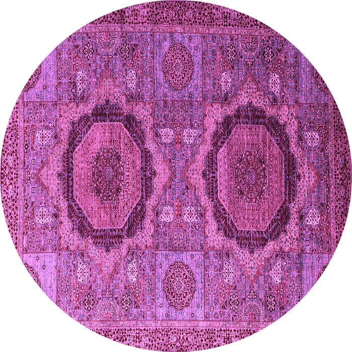 Round Abstract Purple Modern Rug, abs3629pur