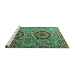 Sideview of Machine Washable Abstract Turquoise Modern Area Rugs, wshabs3629turq