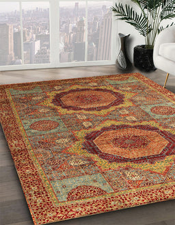 Machine Washable Abstract Tomato Red Rug in a Family Room, wshabs3629