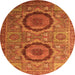 Round Machine Washable Abstract Orange Modern Area Rugs, wshabs3629org