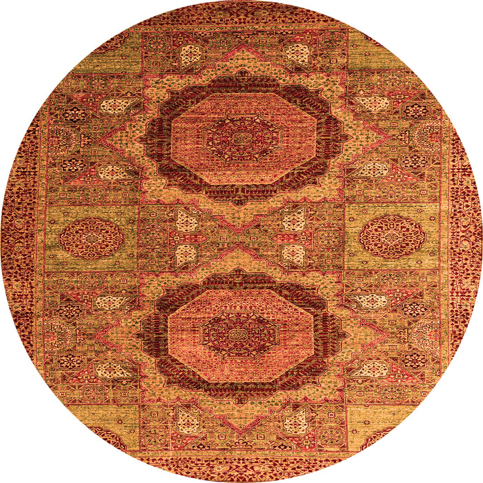 Round Abstract Orange Modern Rug, abs3629org