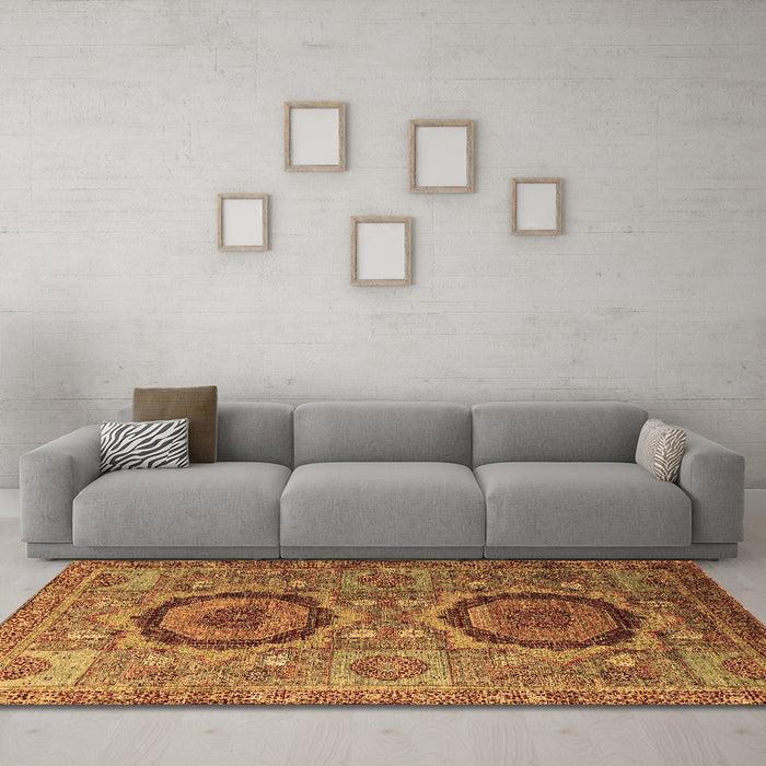 Machine Washable Abstract Brown Modern Rug in a Living Room,, wshabs3629brn