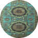 Round Machine Washable Abstract Light Blue Modern Rug, wshabs3629lblu