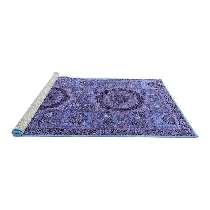 Sideview of Machine Washable Abstract Blue Modern Rug, wshabs3629blu
