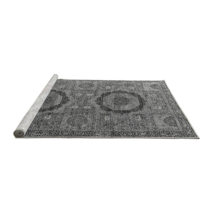 Sideview of Machine Washable Abstract Gray Modern Rug, wshabs3629gry