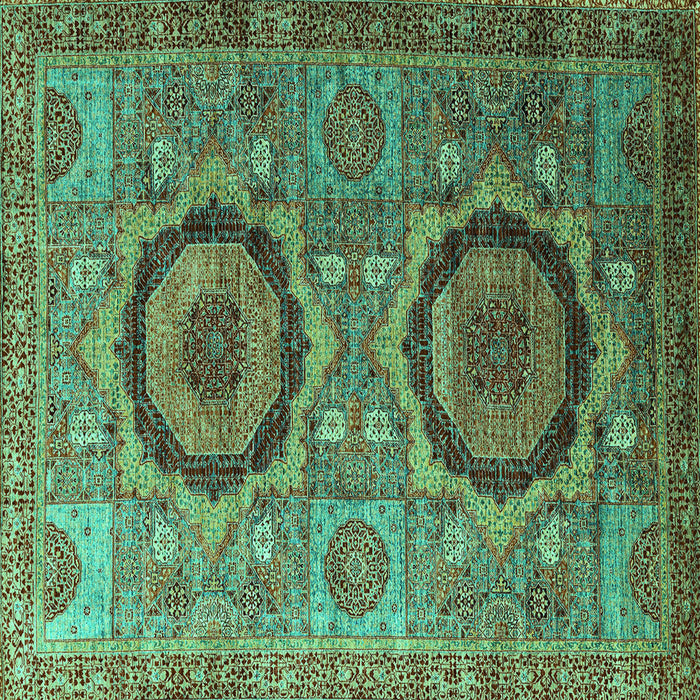 Square Abstract Turquoise Modern Rug, abs3629turq