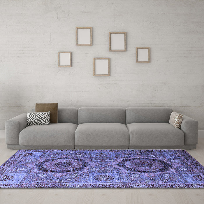 Machine Washable Abstract Blue Modern Rug in a Living Room, wshabs3629blu