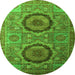 Round Abstract Green Modern Rug, abs3629grn