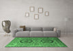 Machine Washable Abstract Emerald Green Modern Area Rugs in a Living Room,, wshabs3629emgrn