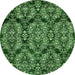 Round Machine Washable Abstract Green Modern Area Rugs, wshabs362grn