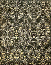 Machine Washable Abstract Dark Khaki Green Rug, wshabs362