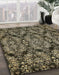 Machine Washable Abstract Dark Khaki Green Rug in a Family Room, wshabs362