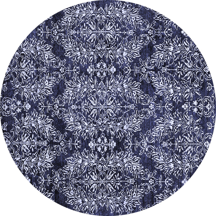 Round Abstract Blue Modern Rug, abs362blu