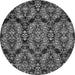 Round Machine Washable Abstract Gray Modern Rug, wshabs362gry