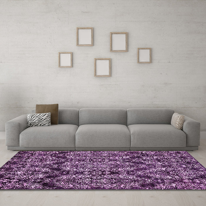 Machine Washable Abstract Purple Modern Area Rugs in a Living Room, wshabs362pur