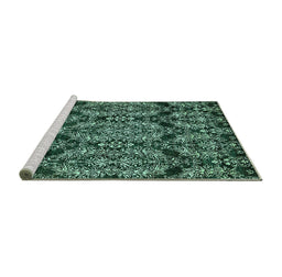 Sideview of Machine Washable Abstract Turquoise Modern Area Rugs, wshabs362turq