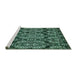 Sideview of Machine Washable Abstract Turquoise Modern Area Rugs, wshabs362turq