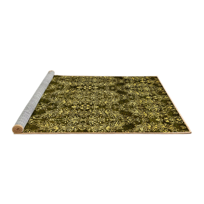 Sideview of Machine Washable Abstract Yellow Modern Rug, wshabs362yw