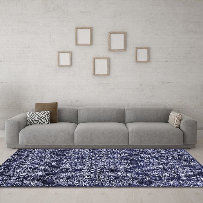 Machine Washable Abstract Blue Modern Rug in a Living Room, wshabs362blu